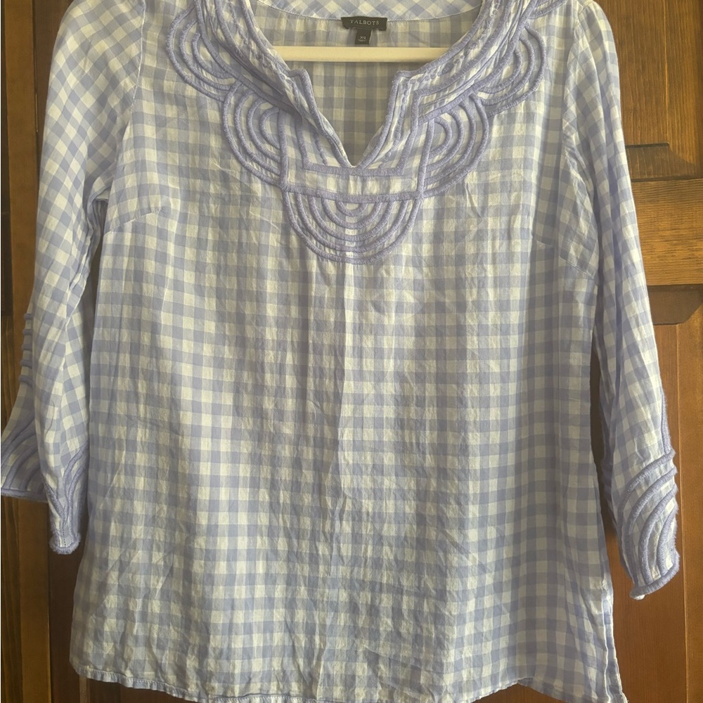 Talbots Lavender Gingham Blouse